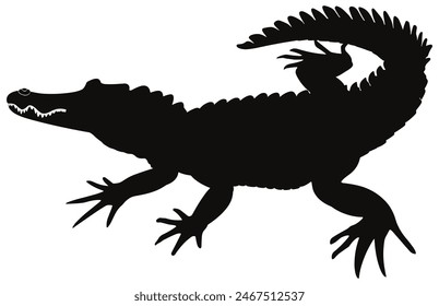 Crocodile and alligator silhouette , Alligator straight tail silhouette
