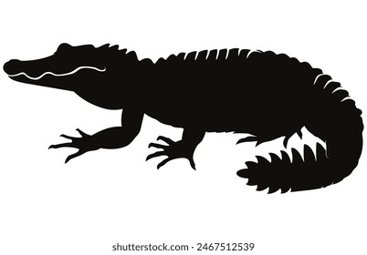 Crocodile and alligator silhouette , Alligator straight tail silhouette
