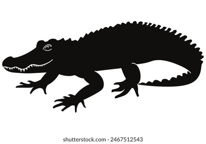 Crocodile and alligator silhouette , Alligator straight tail silhouette
