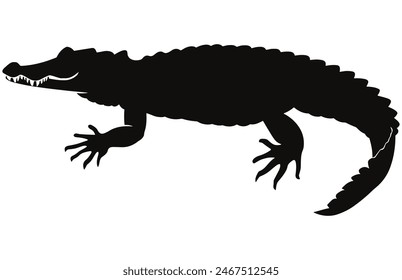 Crocodile and alligator silhouette , Alligator straight tail silhouette
