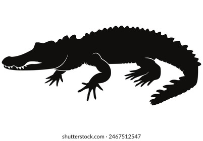 Crocodile and alligator silhouette , Alligator straight tail silhouette
