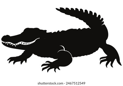 Crocodile and alligator silhouette , Alligator straight tail silhouette
