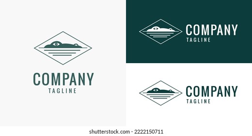 Crocodile Alligator Swim in Water River Lake animal reptile logo design vector for Brand Business Company 