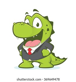 Crocodile or alligator wearing suit