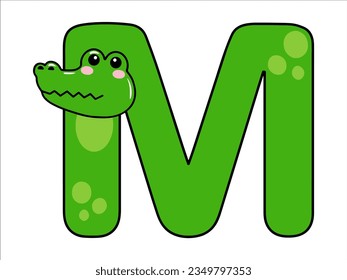 Crocodile Alphabet Letter M Illustration