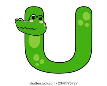 Crocodile Alphabet Letter U Illustration
