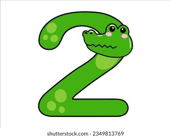 Crocodile Alphabet Number 2 Illustration