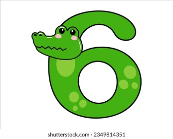 Crocodile Alphabet Number 6 Illustration