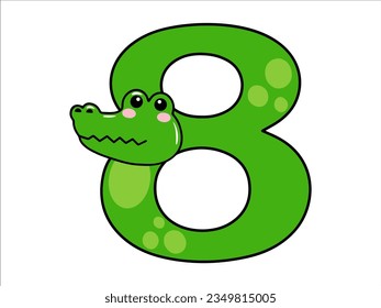 Crocodile Alphabet Number 8 Illustration