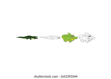 Crocodile Animal Cartoon Vector Illustration Bundle