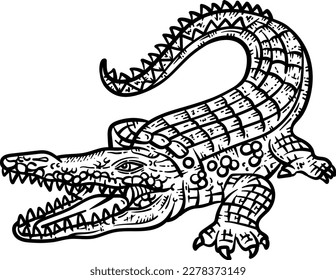 Crocodile Animal Coloring Page for Adult