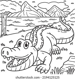 Crocodile Animal Coloring Page for Kids