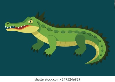 isolierte flache Vektorillustration eines Krokodils 