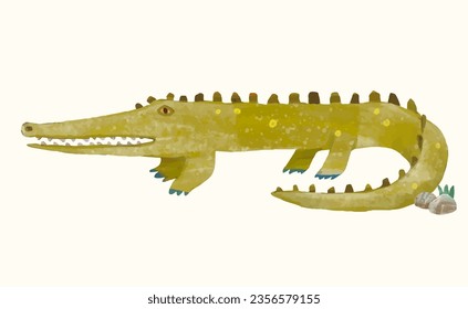 Crocodile, Animal wildlife watercolor vector illustration.