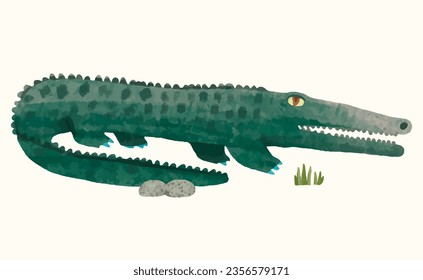 Crocodile, Animal wildlife watercolor vector illustration.