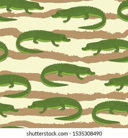 Crocodile animals vector seamless pattern . Concept for print, web design, cards, textile, wallpapers