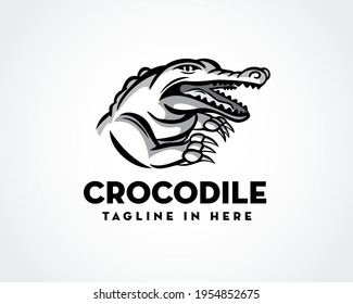 Crocodile art danger mammal logo design template vector illustration