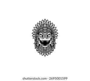Ilustración del logotipo de la mascota de la cabeza azteca del cocodrilo