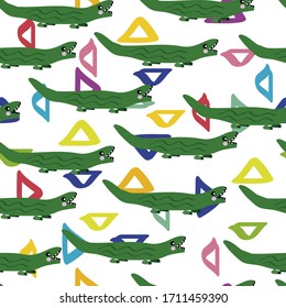 Crocodile Baby Pattern Background Seamless