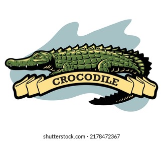 crocodile with banner vector illustration