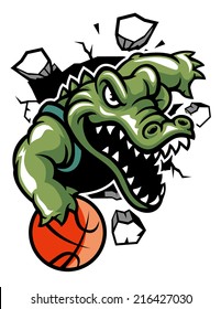 crocodile basketball mascot break the wall