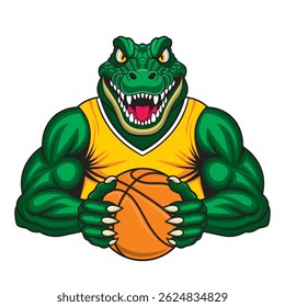 crocodile basketball mascot vector illustration design