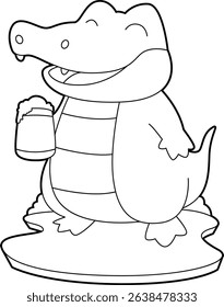 Crocodile Beer mug Beer Animal Vector Graphic Art Illustration