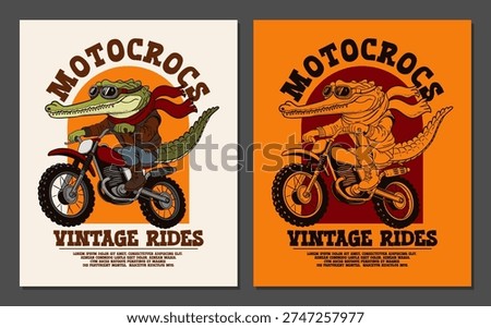 Crocodile Biker Retro Design Perfect for Apparel and Merchandise