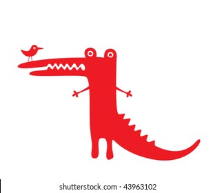 crocodile and bird