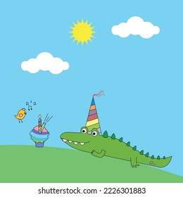 Crocodile and Bird in the Birthday