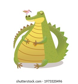 crocodile and bird is friends