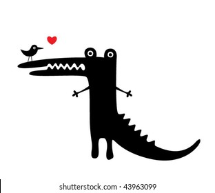 crocodile and bird love