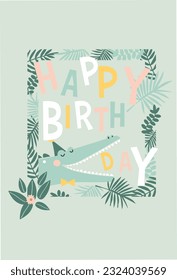 Crocodile birthday cute vector wildlife baby