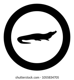 Crocodile black icon in circle