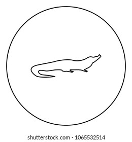 Crocodile black icon in circle outline