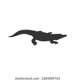 Crocodile black silhouette vector on a white background