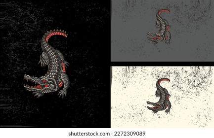 crocodile black vector illustration mascot flat design