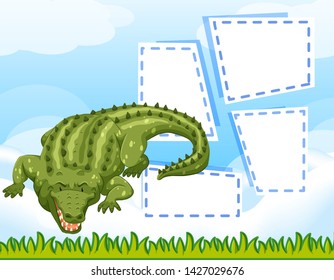 Crocodile blank frame template illustration