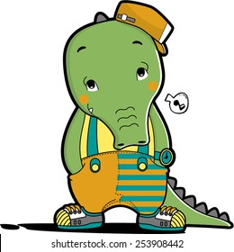 Crocodile boy cute with hat vector.