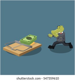 crocodile business running illustration design