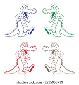 Crocodile Cartoon Character. Alligator Wild Animal Vector Illustration
