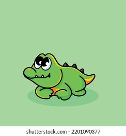 Crocodile Cartoon Character Mascot Flat Design Fur Animal Cute Animal Funny Animal logo Design