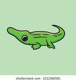 Crocodile Cartoon Character Mascot Flat Design Fur Animal Cute Animal Funny Animal Fun Animal Logo Design