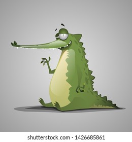 Crocodile cartoon character. Vector drawing.
