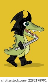 Caricatura cocodrilo. Ilustración vectorial para impresión, ropa, pegatina, pancarta.