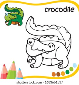 crocodile cartoon - coloring sheet for kids