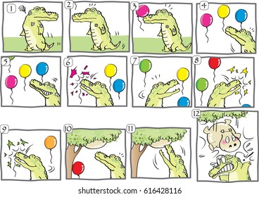 Crocodile Cartoon Comic Story