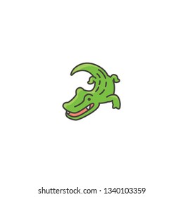 crocodile cartoon icon on a white background