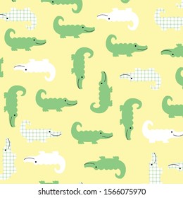crocodile cartoon image pattern, vector illustration, suitable for printing design.