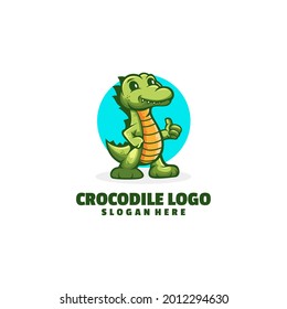 crocodile cartoon logo design vector